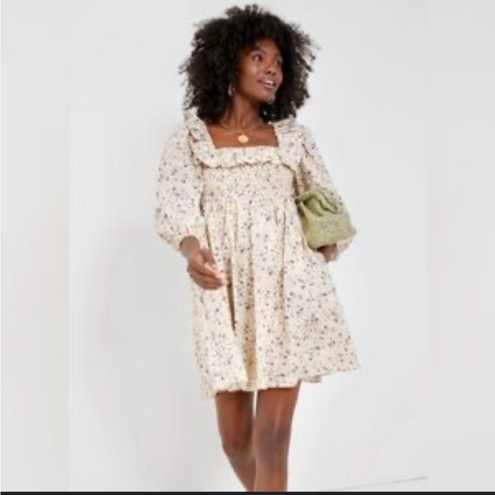 Tuckernuck Hyacinth House|| Square Neck Ruffled Smocked Mini Dress Large